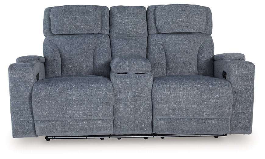 Studio Cave Power Reclining Loveseat with Console - galleria furniture outlet