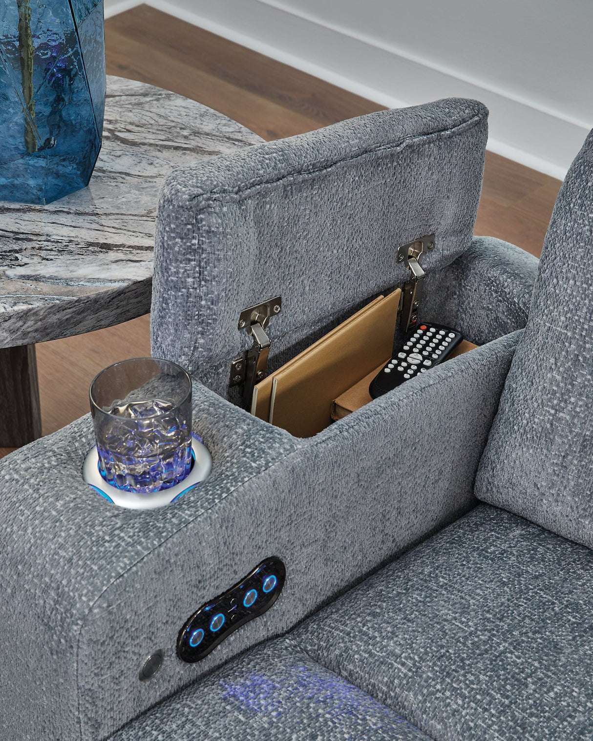 Studio Cave Power Reclining Loveseat with Console - galleria furniture outlet