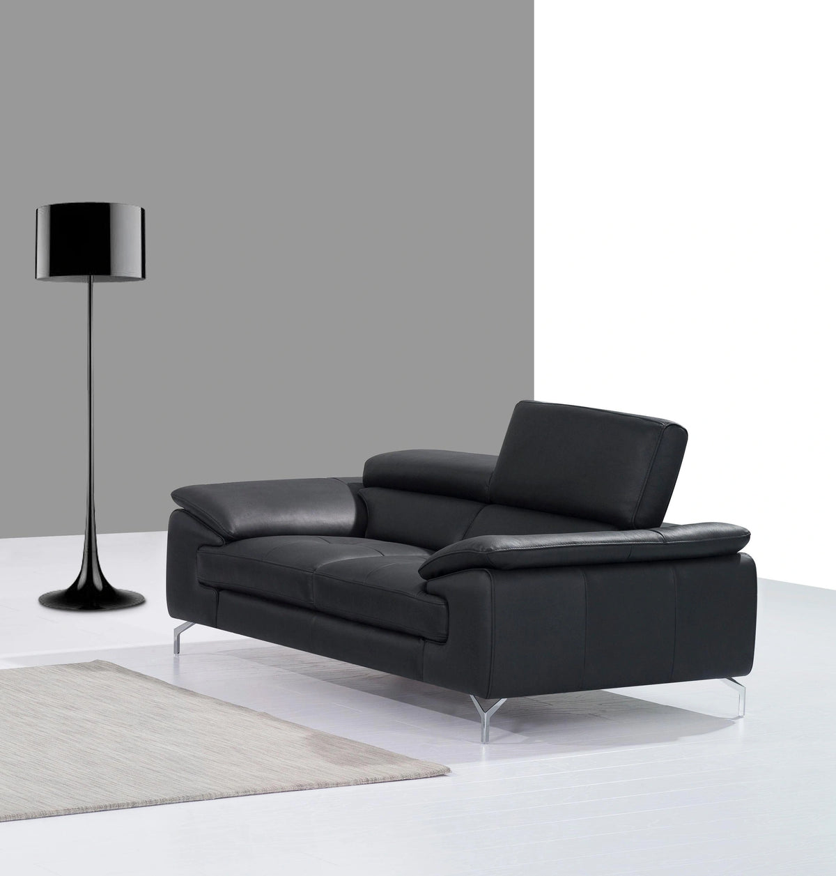 J&M Furniture A973 Italian Leather Loveseat in Black