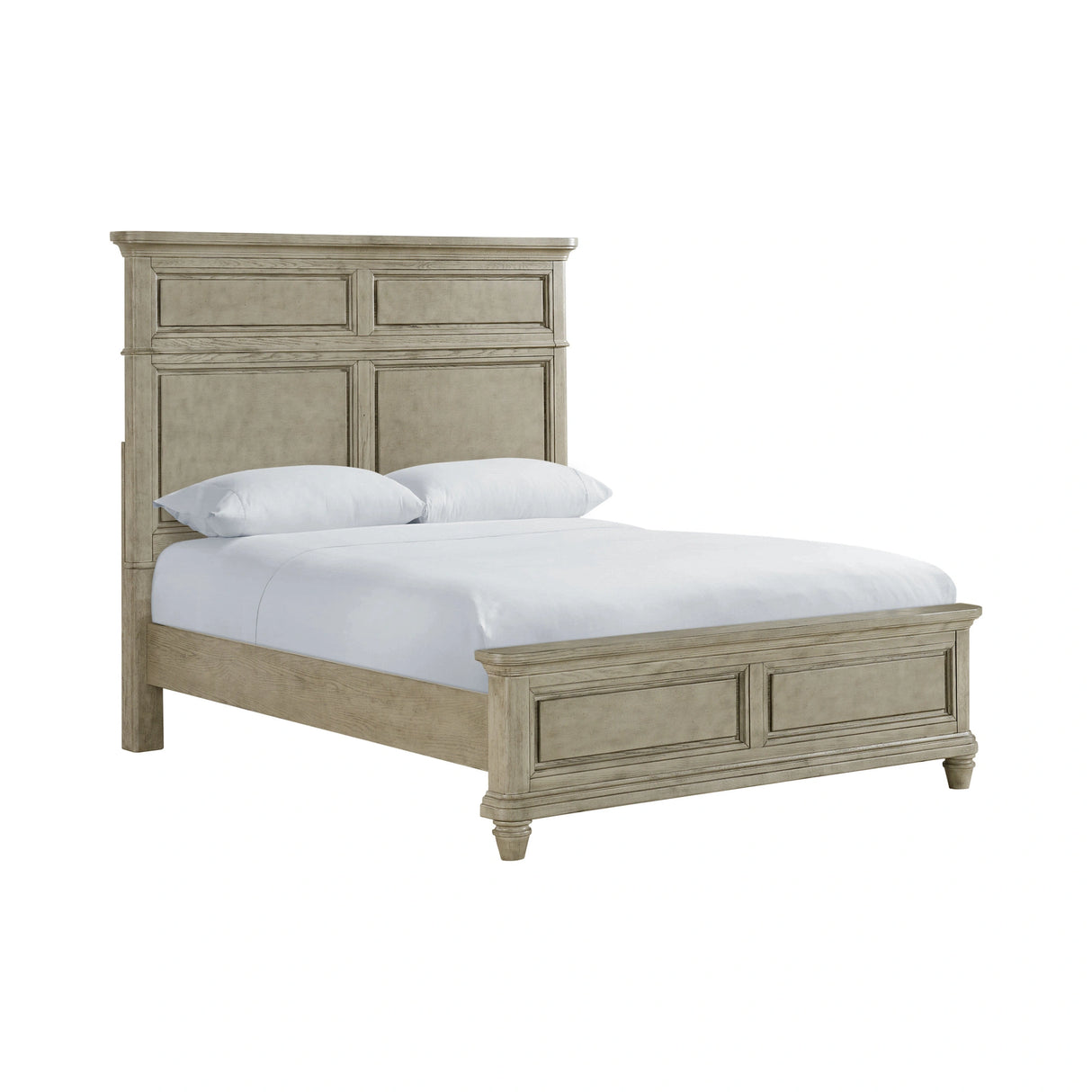 Whit-Ash Panel Bedroom Set with Door Chest in Light Grey