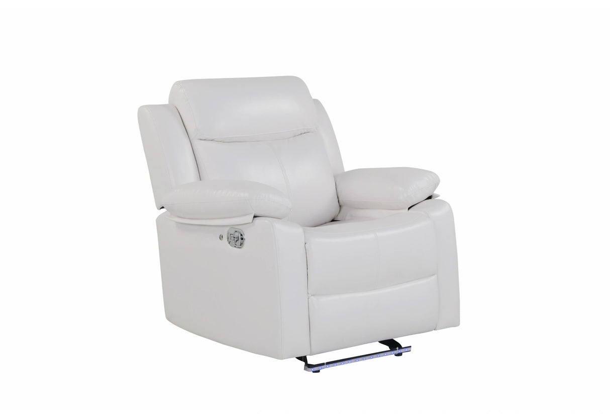 U6026 Blanche White Glider Recliner with LED