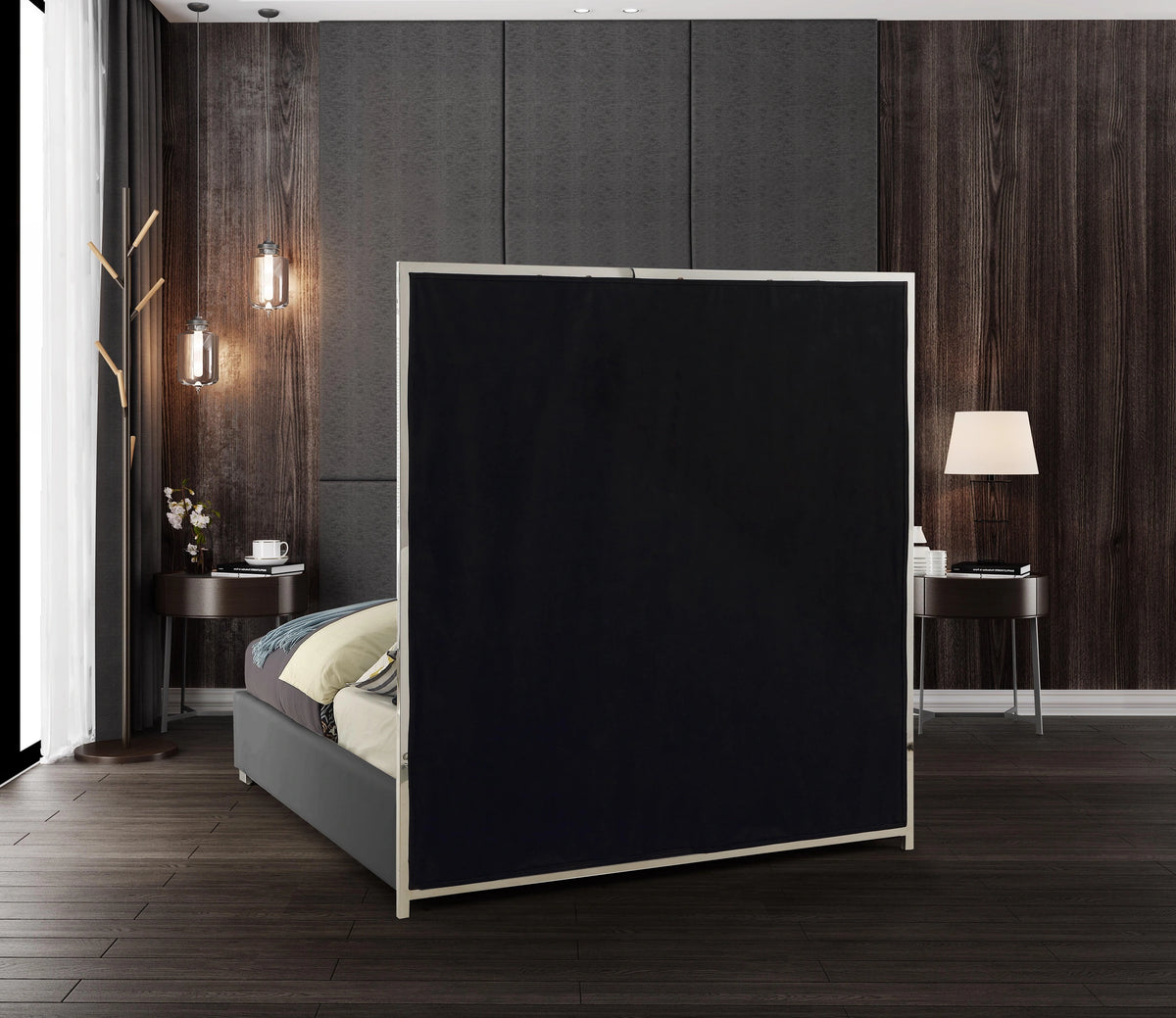 Milan Grey Faux Leather King Bed