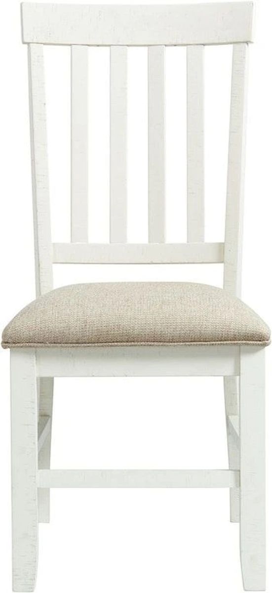 Elements International Stone Slat Back Side Dining Chair (Set of 2) in White image