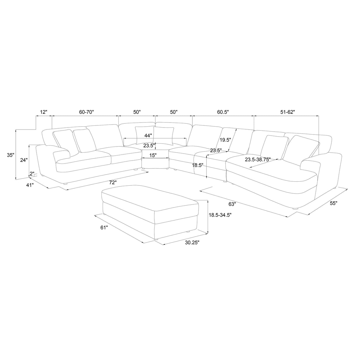 Emberson Upholstered Modular Sectional Sofa Ivory
