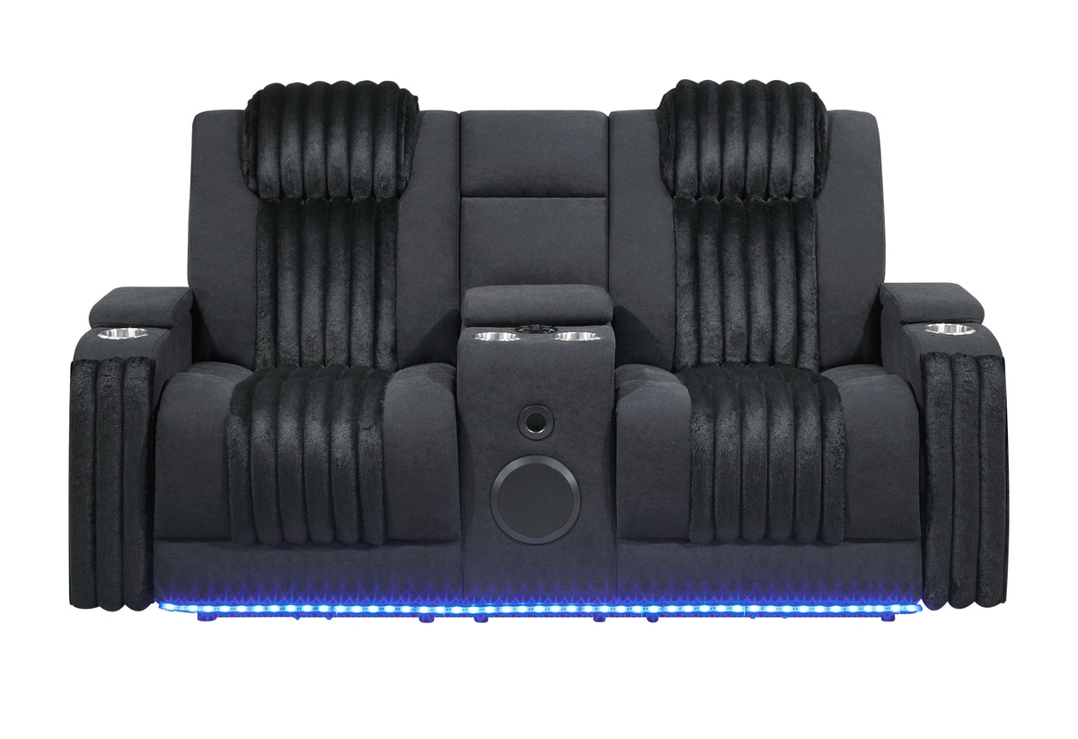 U8000 Pwr Console Rec Loveseat with PHR, LED and Speaker