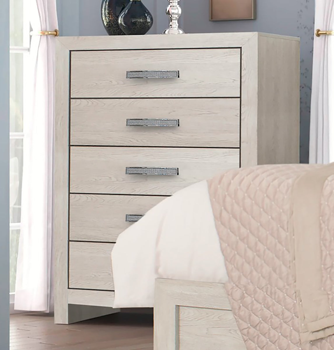 Crown Mark Furniture Jaylen 5 Drawer Chest in Gray - galleria furniture outlet