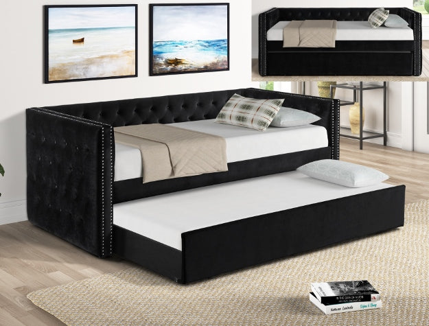 TRINA BLACK DAYBED ARM(L&R) SLATS - galleria furniture outlet