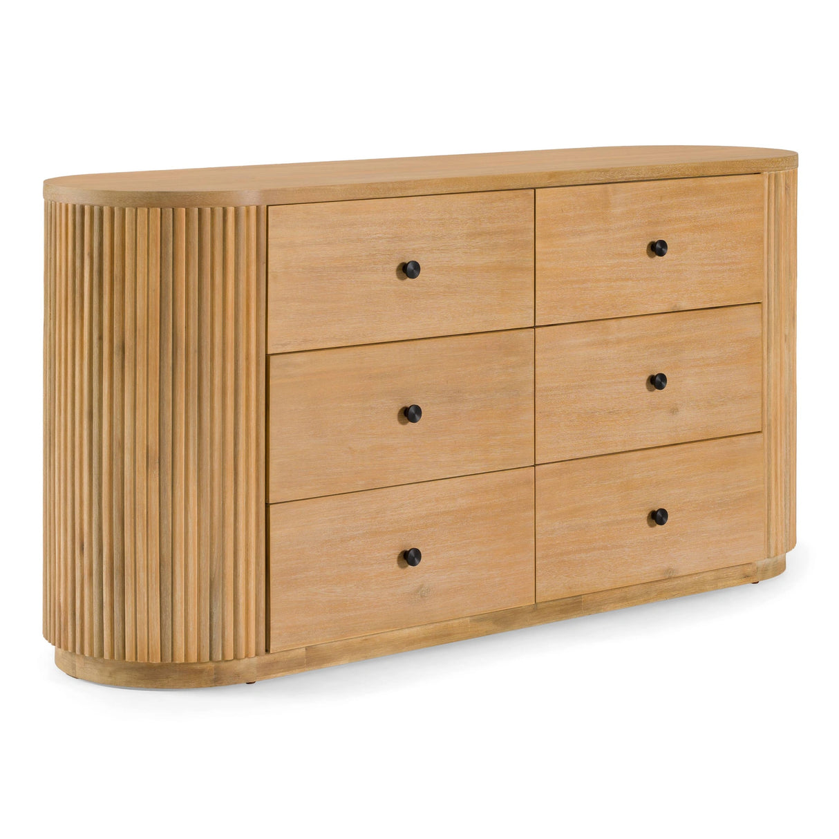 Harris + Jacobson - Modern Off-White Fabric + Natural Oak 4-Piece Bedroom Set