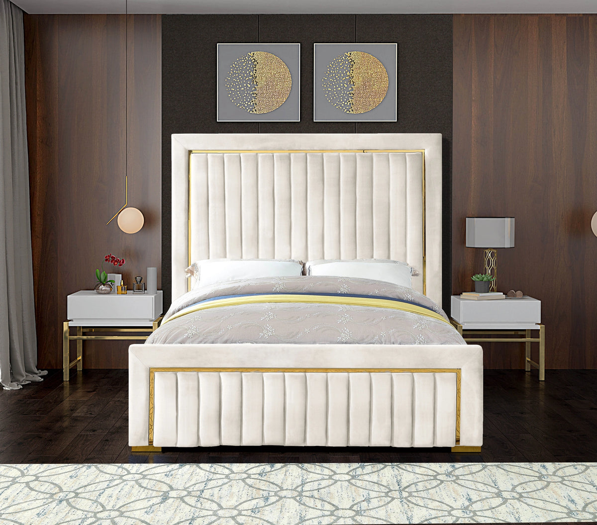 Dolce Cream Velvet King Bed (3 Boxes)