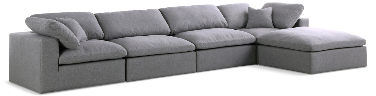 Serene Grey Linen Fabric Deluxe Cloud Modular Sectional