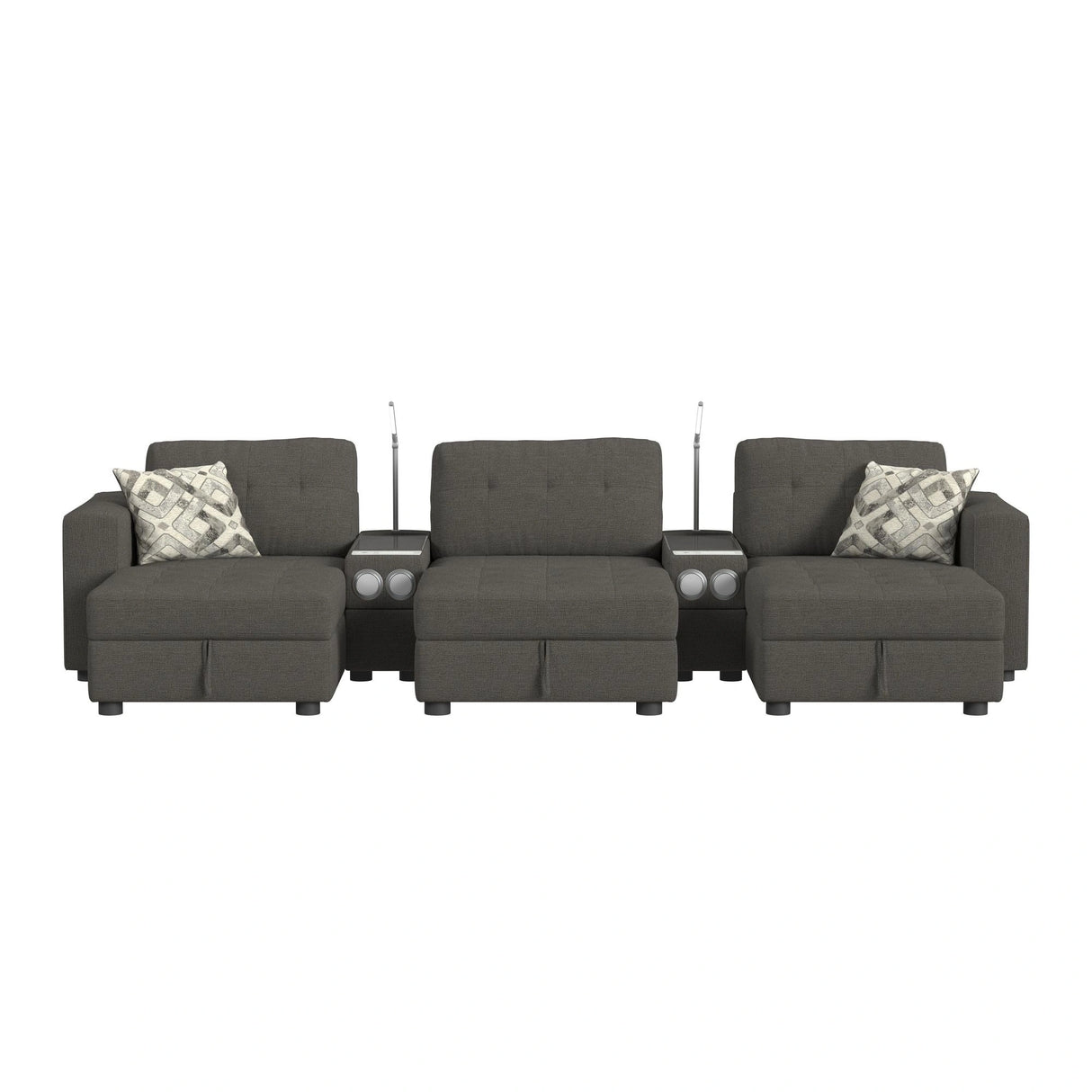 Options One 8PC Living Room Set in Palmer Plus Ash with Media Console