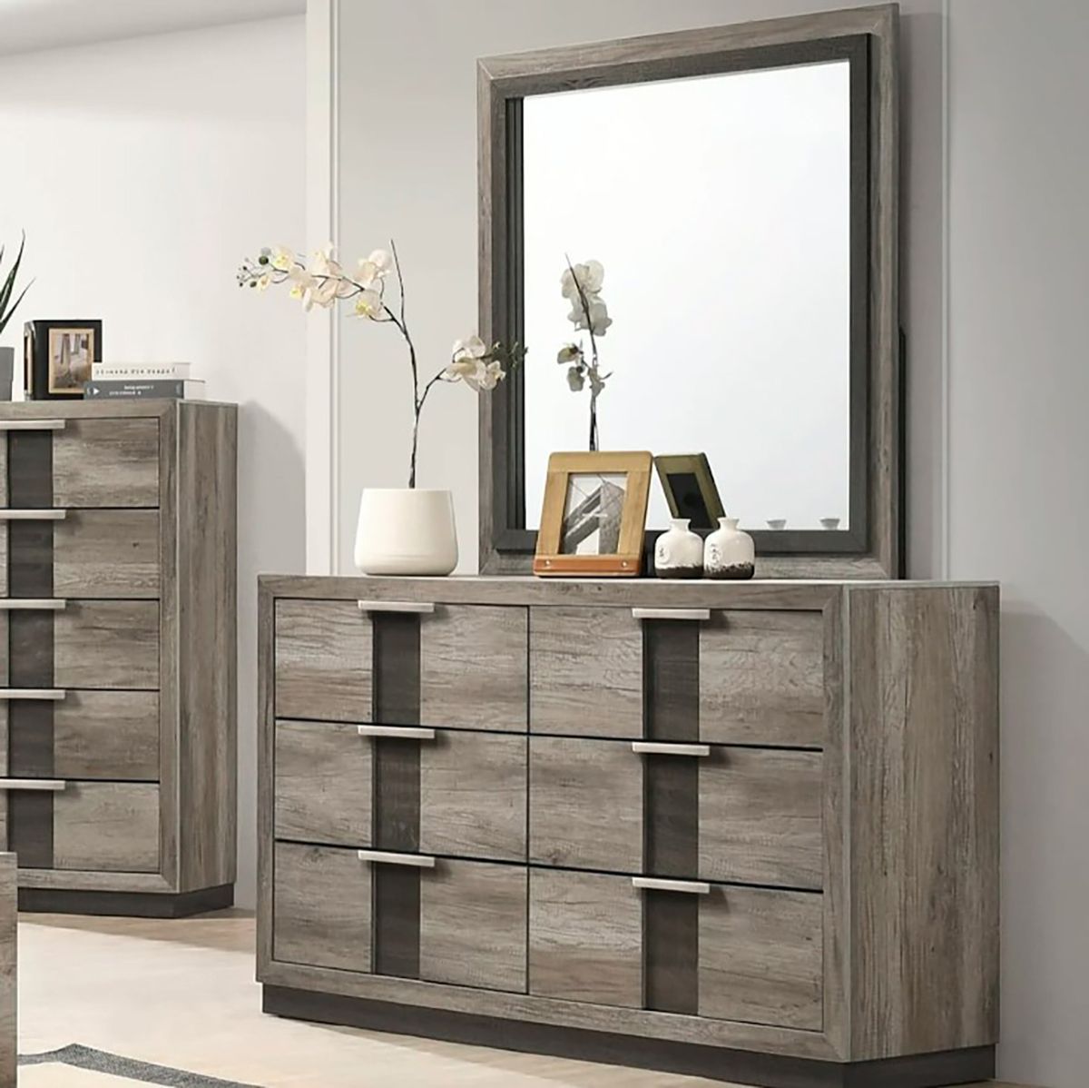 Crown Mark Furniture Rangley Dresser Mirror in Brown