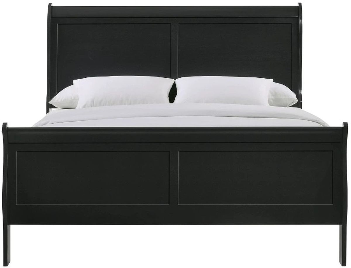 Elements International Louis Philippe King Panel Bed in Black