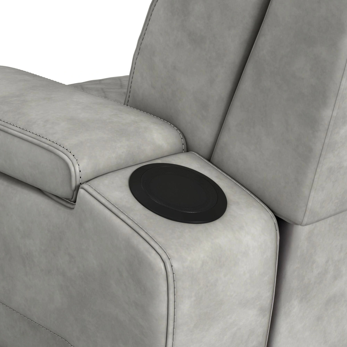 Prime Time P3 3PC Living Room Set with 7 Colors LED in Leather Gel Light Grey-Sofa, Loveseat & Recliner