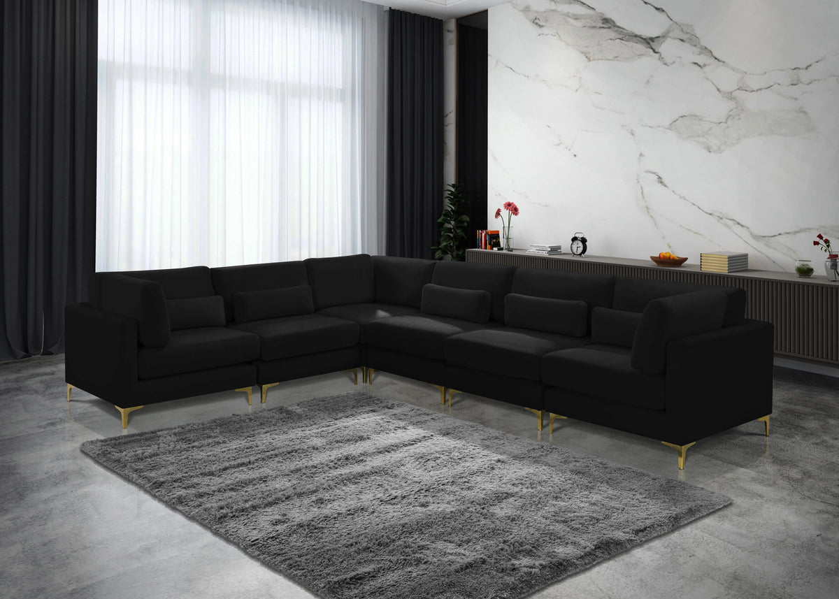 Julia Black Velvet Modular Sectional (6 Boxes)