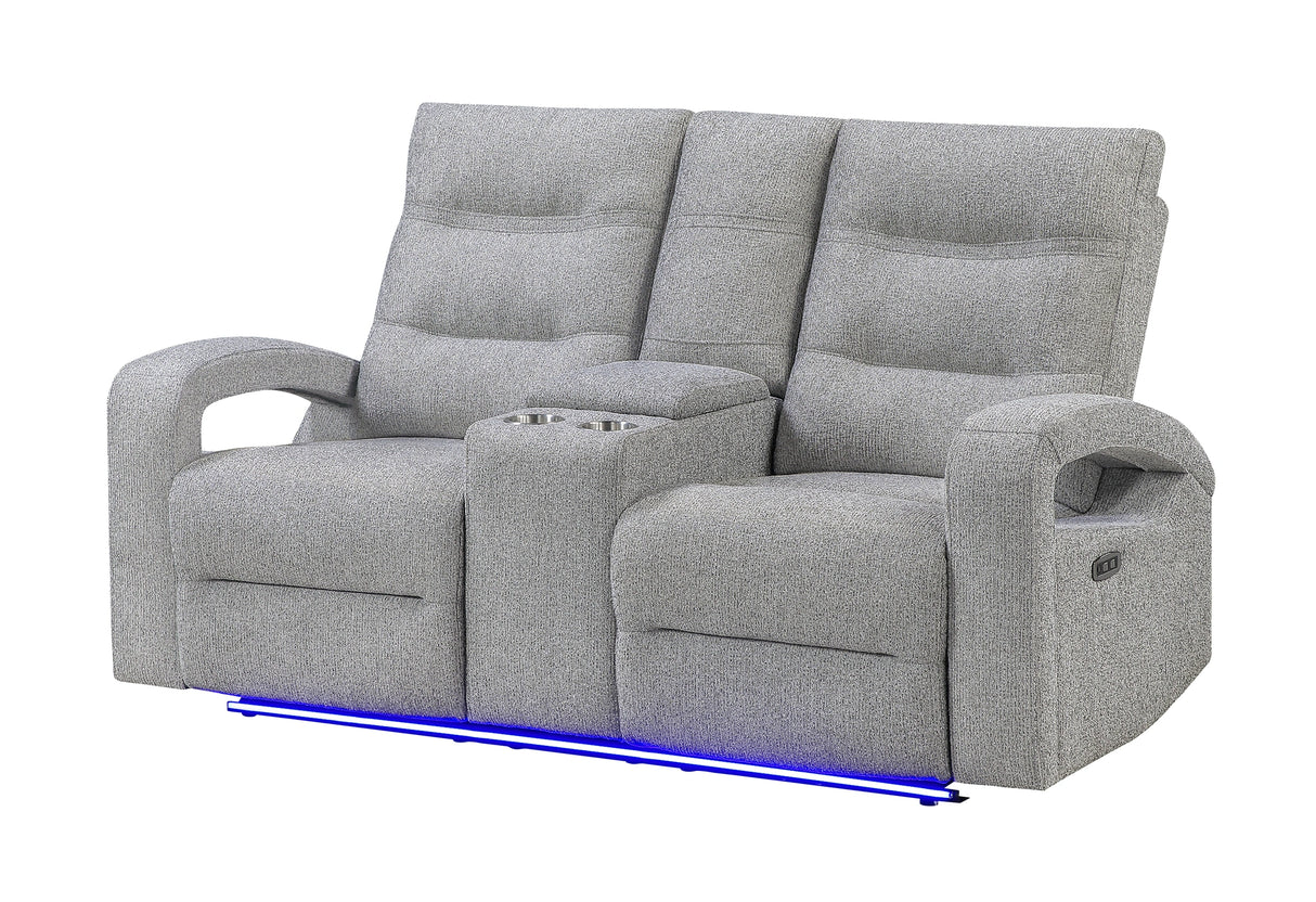 U6611 Grey 15 Power Console Reclining Loveseat with LED