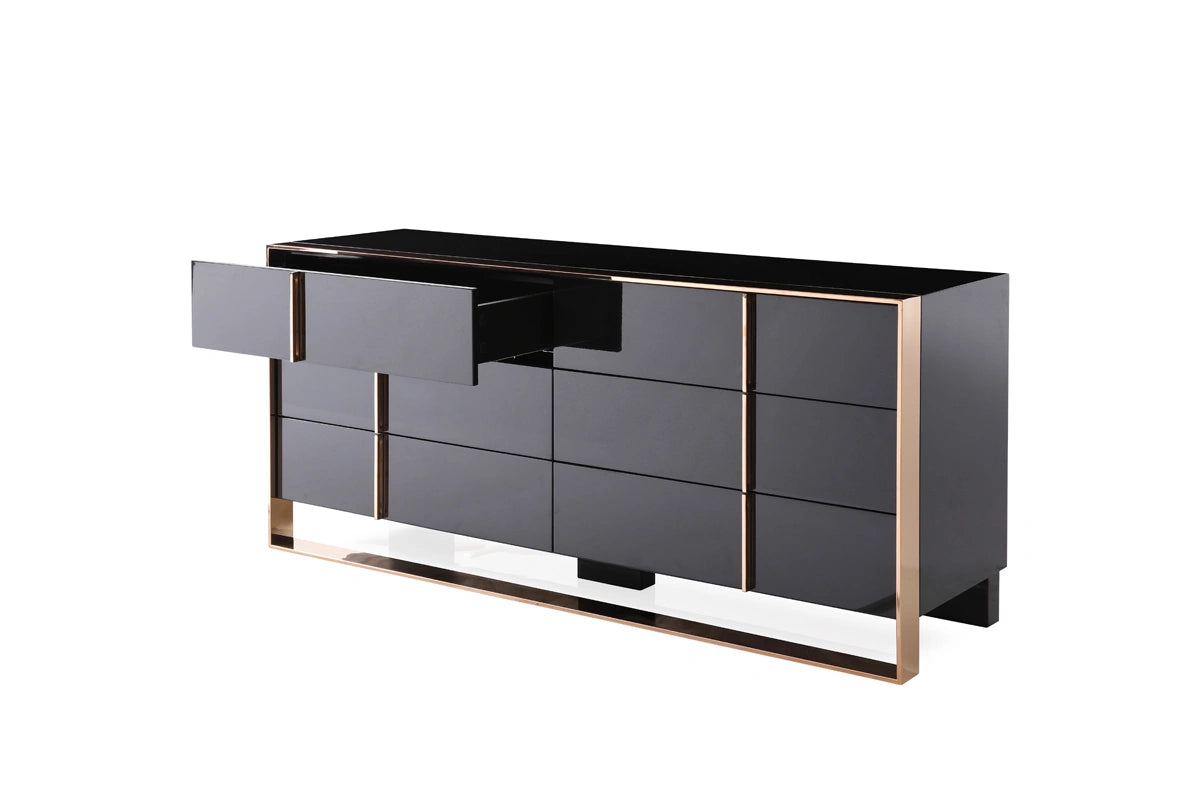 Cartier Modern Black & Rosegold Bedroom Set