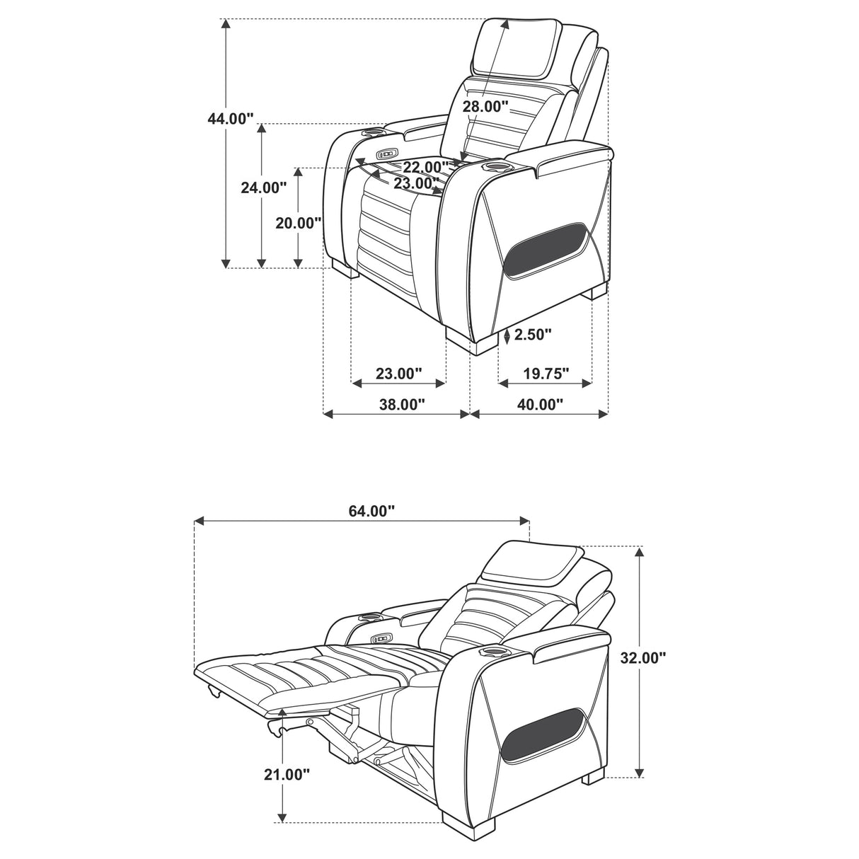 Zuma Dual Power Recliner - galleria furniture outlet