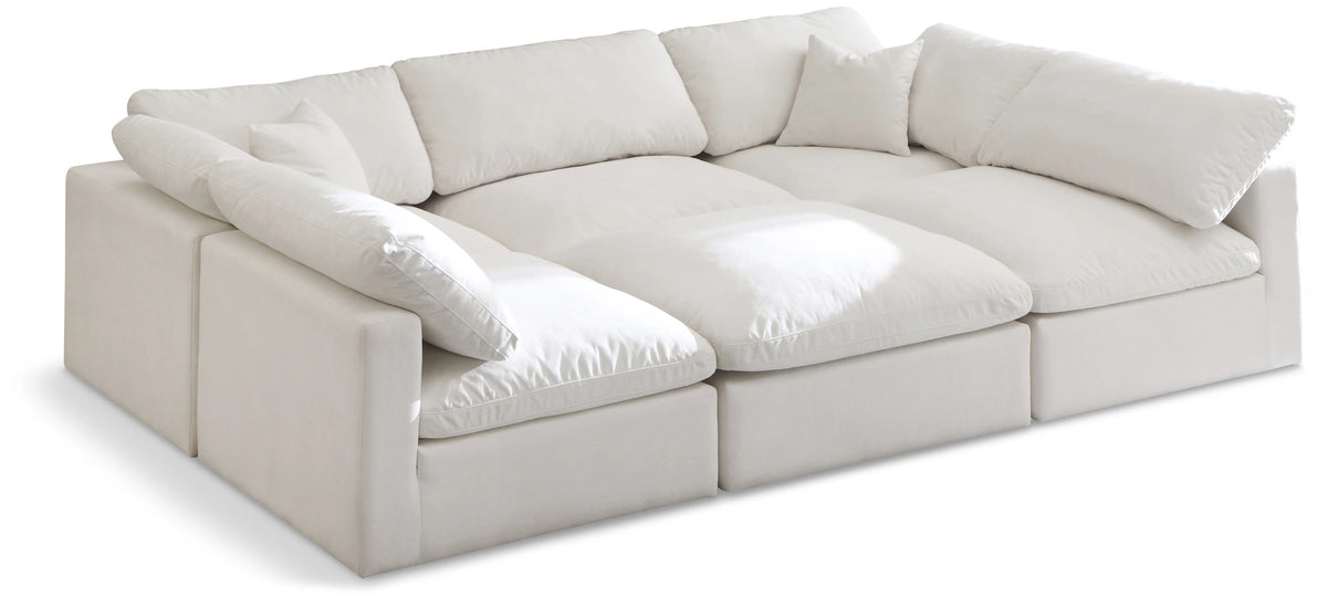 Plush Cream Velvet Standard Cloud Modular Sectional
