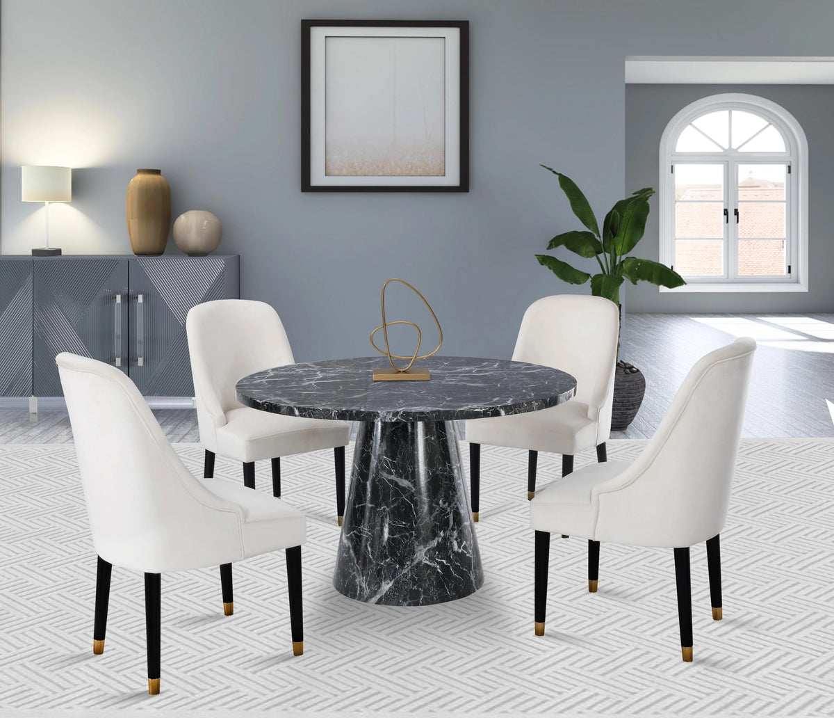 Omni Black Faux Marble Dining Table