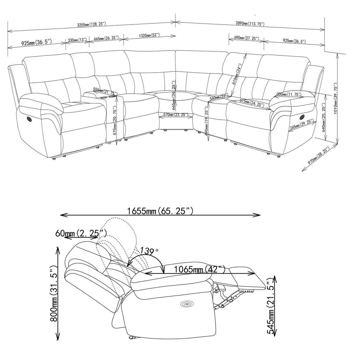 Bahrain Modular Power Reclining Sectional Sofa - galleria furniture outlet