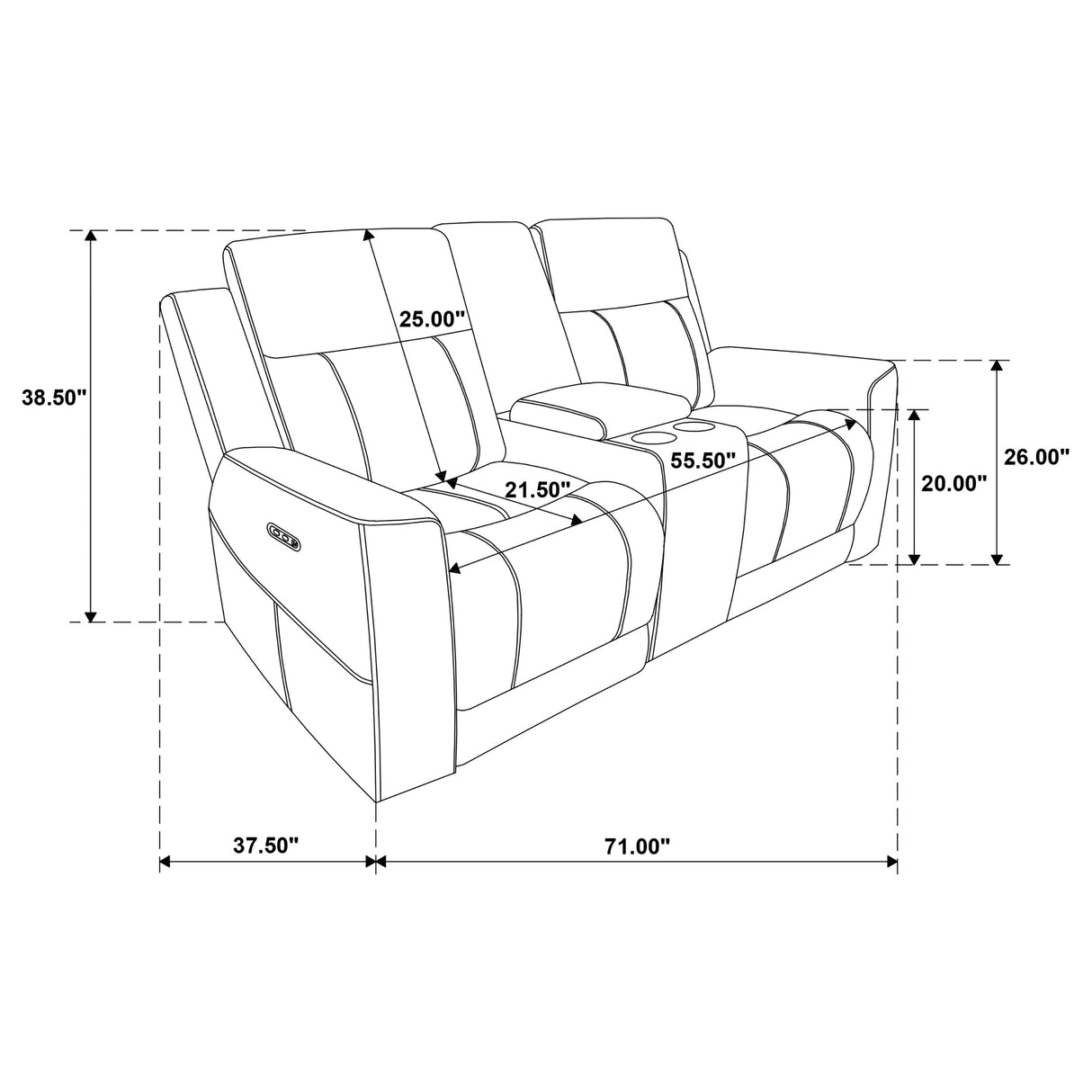 Kennett Power Reclining Loveseat - galleria furniture outlet