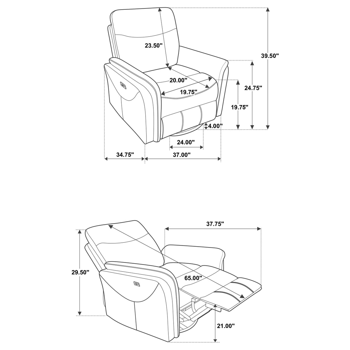 Adler Power Swivel Glider Recliner - galleria furniture outlet