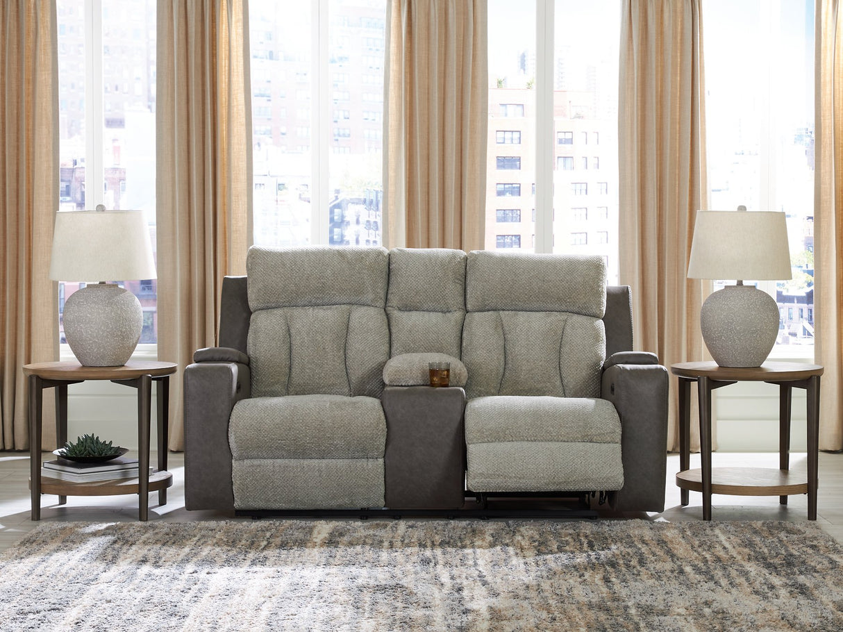 WhipLash Power Reclining Loveseat with Console - galleria furniture outlet