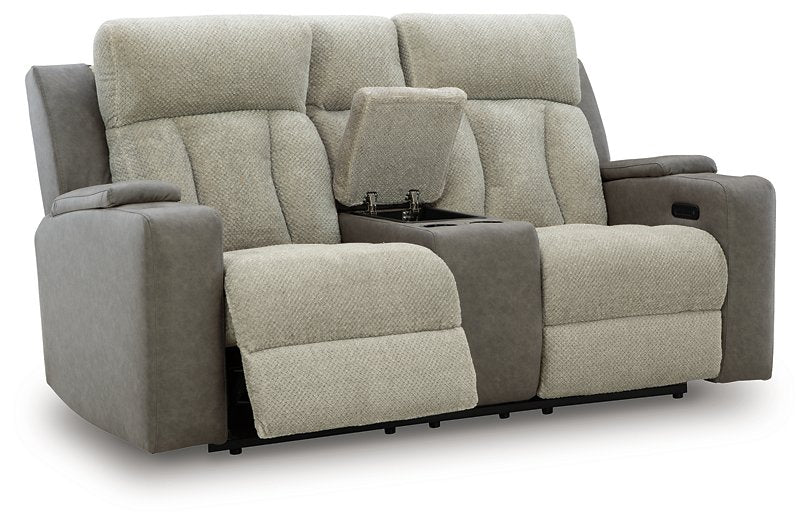 WhipLash Power Reclining Loveseat with Console - galleria furniture outlet