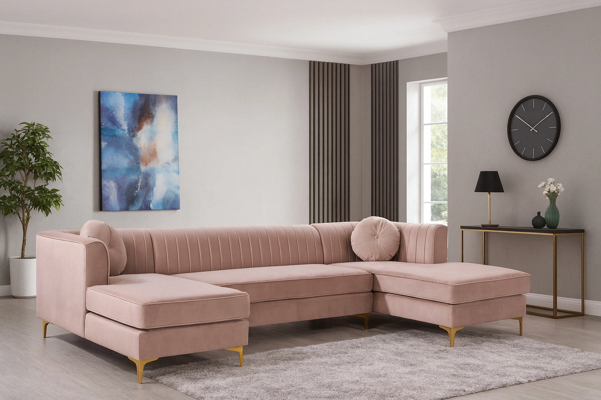 Graham Pink Velvet 3pc. Sectional