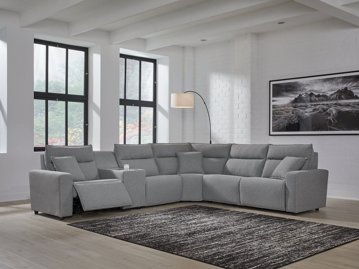 Modmax Reclining Sectional with Console - galleria furniture outlet