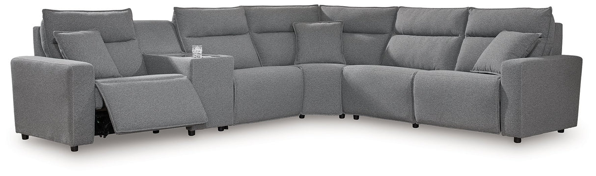 Modmax Reclining Sectional with Console - galleria furniture outlet
