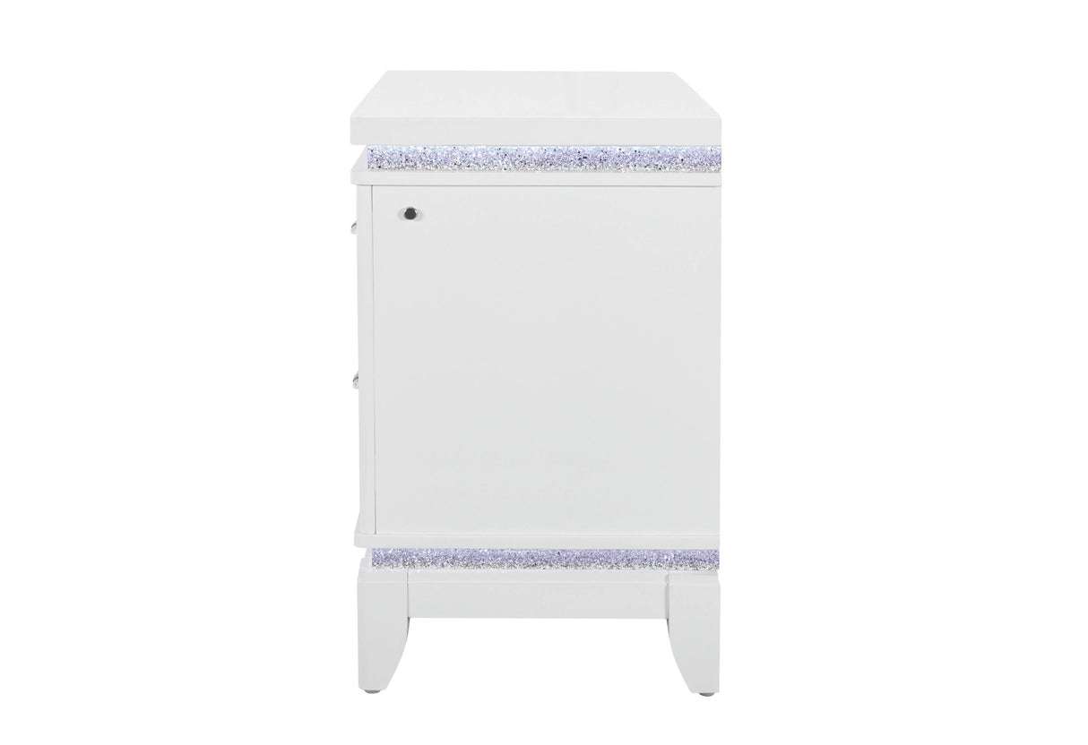 Alina White Nightstand with LED and USB