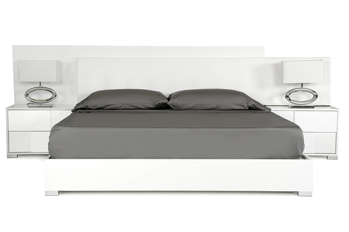 Monza Italian Modern White Bed