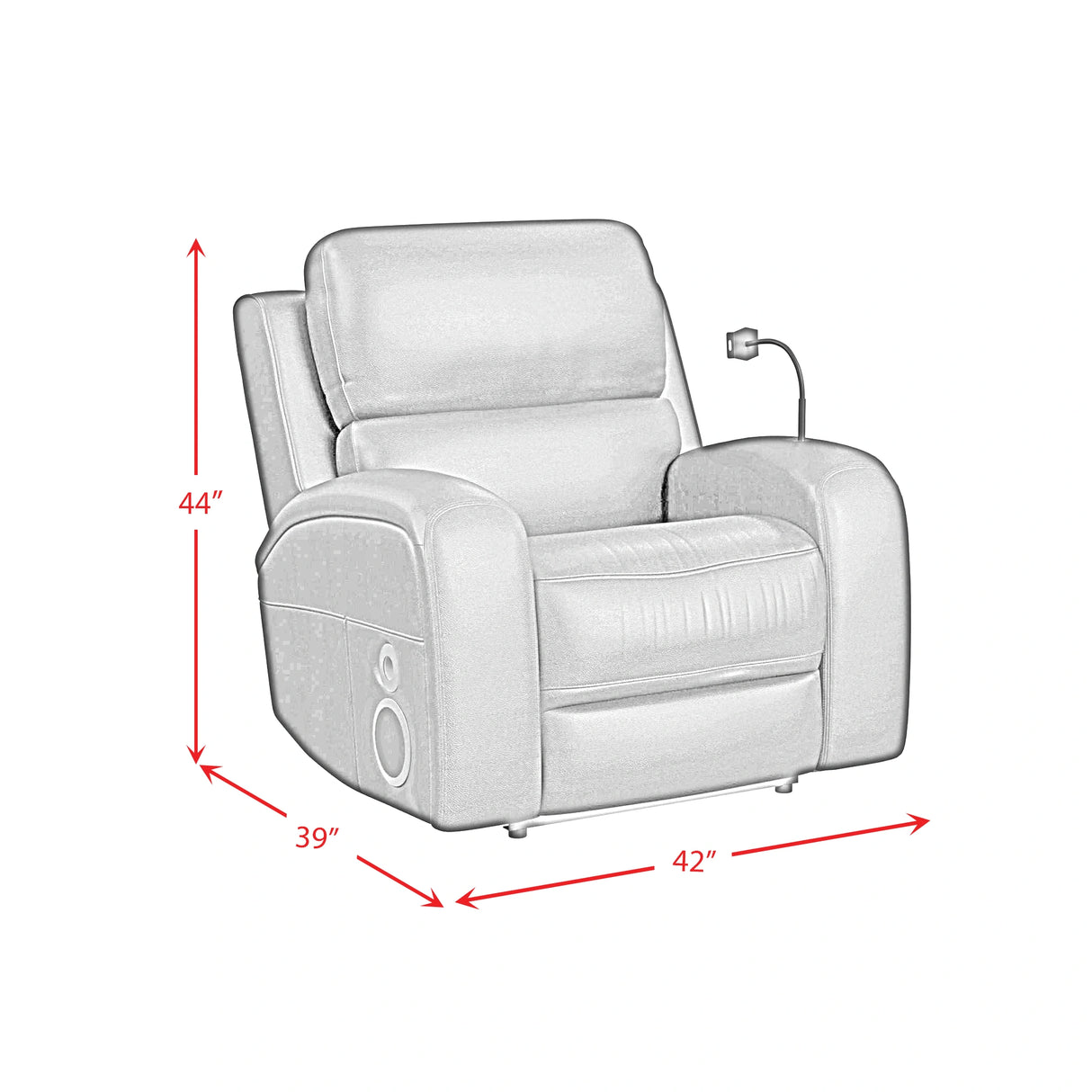 Euphora P3 Power Glider Recliner W/Heat & Massage, Music, Ipad holder W/wireless charger and USBC in Aline Black