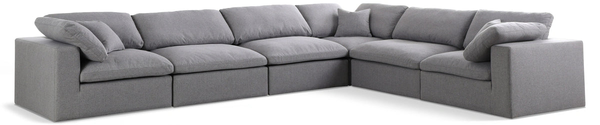Serene Grey Linen Fabric Deluxe Cloud Modular Sectional