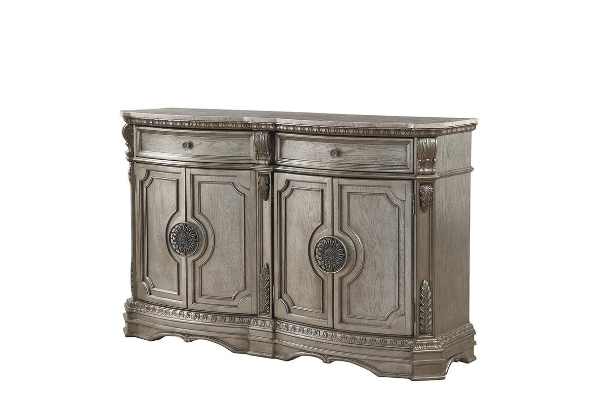 Northville Antique Silver Server (MARBLE TOP) - galleria furniture outlet