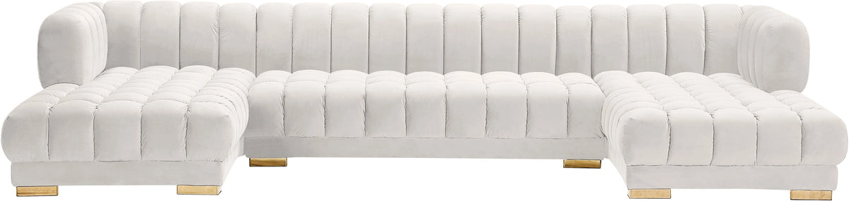 Gwen Cream Velvet 3pc. Sectional (3 Boxes)