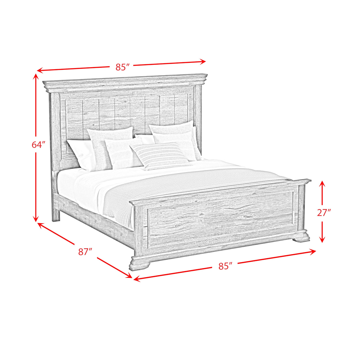 Park Ridge Panel Bed in Charcoal