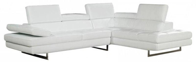 J&M Furniture A761 Italian Leather Sectional RAF in White