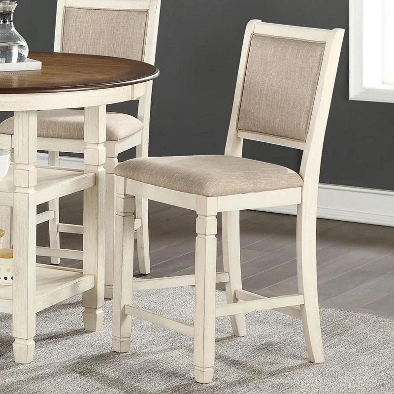 New Classic Furniture Prairie Point Counter Height Chair in White (Set of 2)