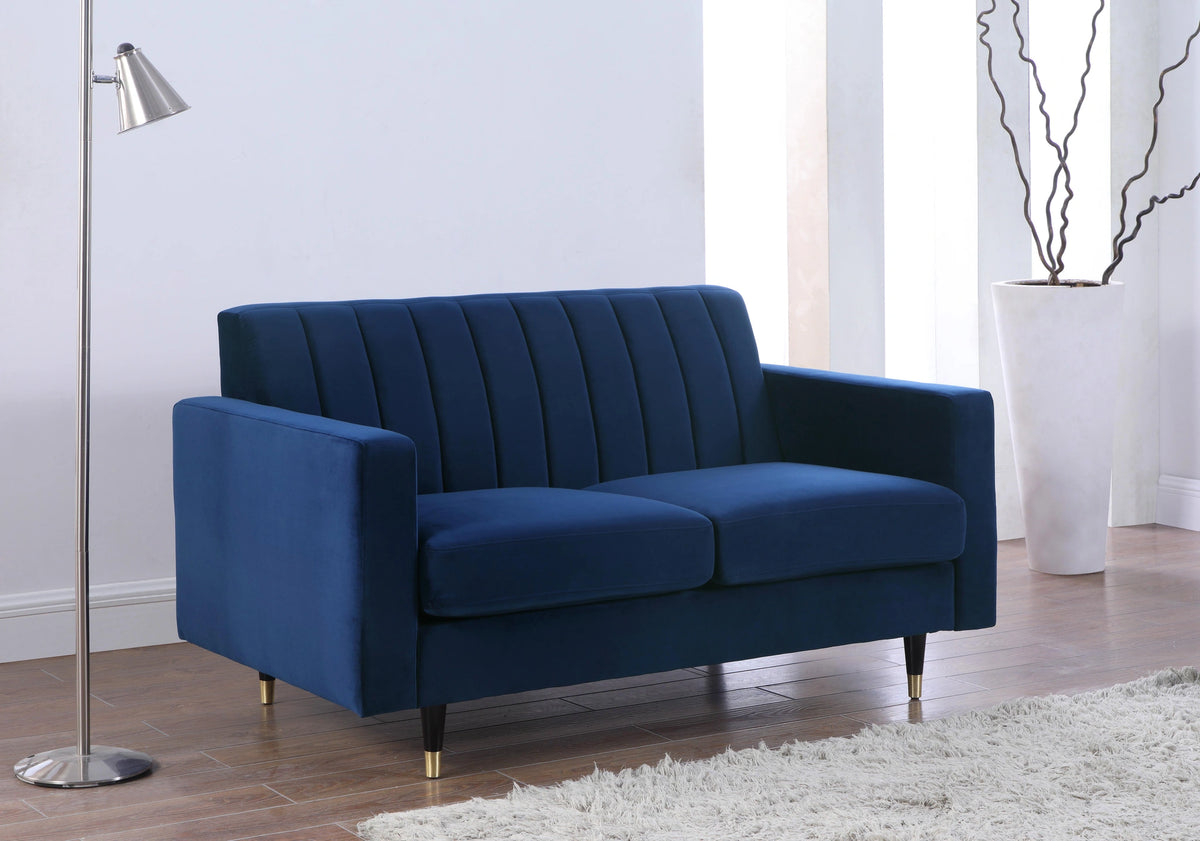 Lola Navy Velvet Loveseat