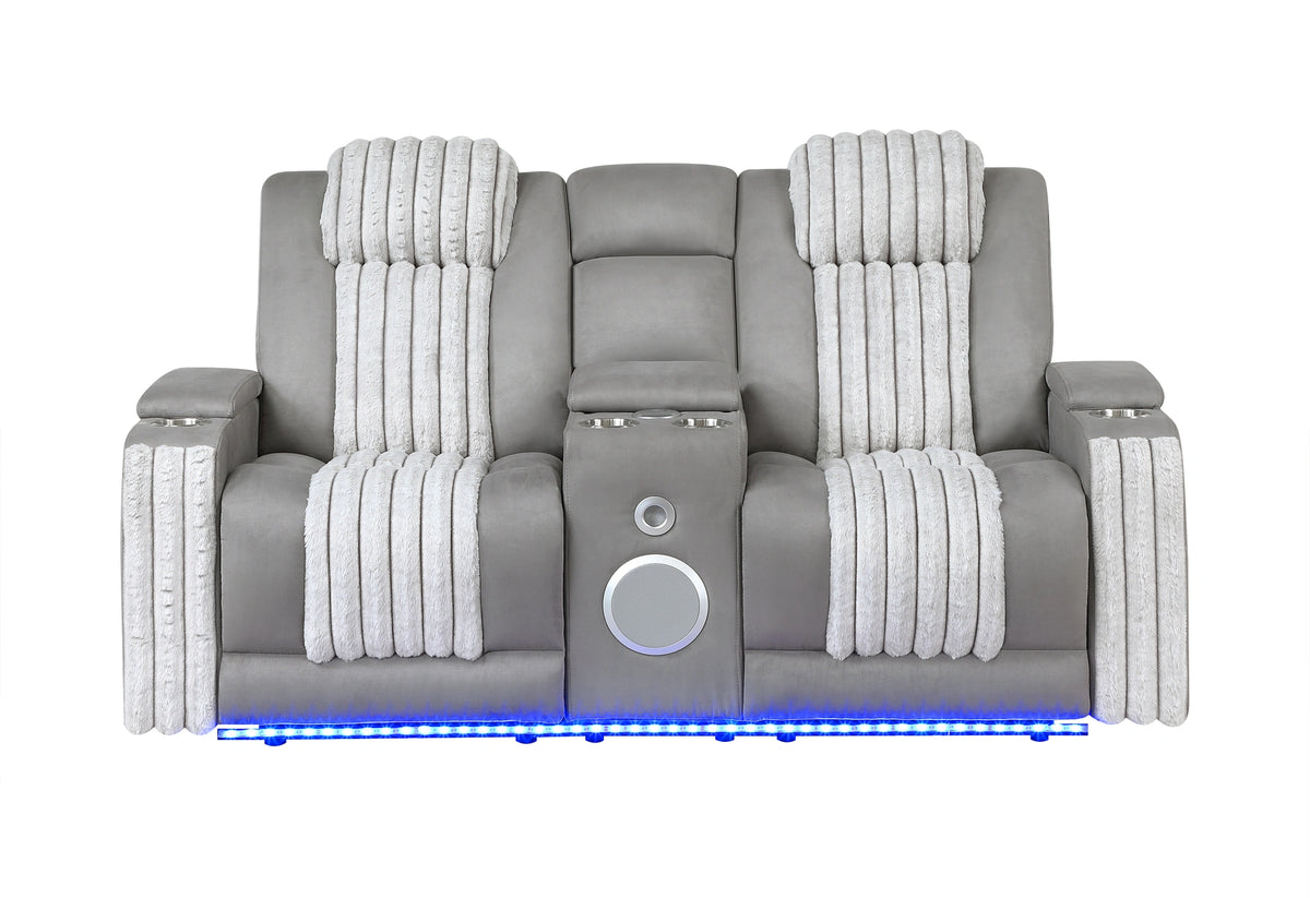 U8000 Pwr Console Rec Loveseat with PHR, LED and Speaker