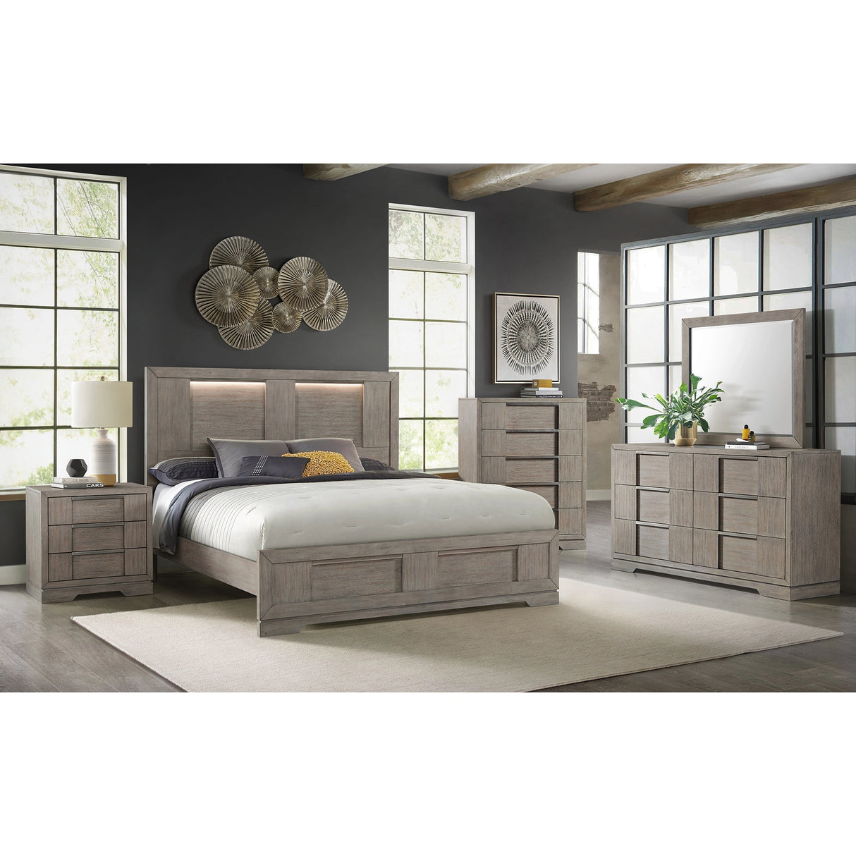 Kelis 3-Drawer Nightstand with USB in Grey
