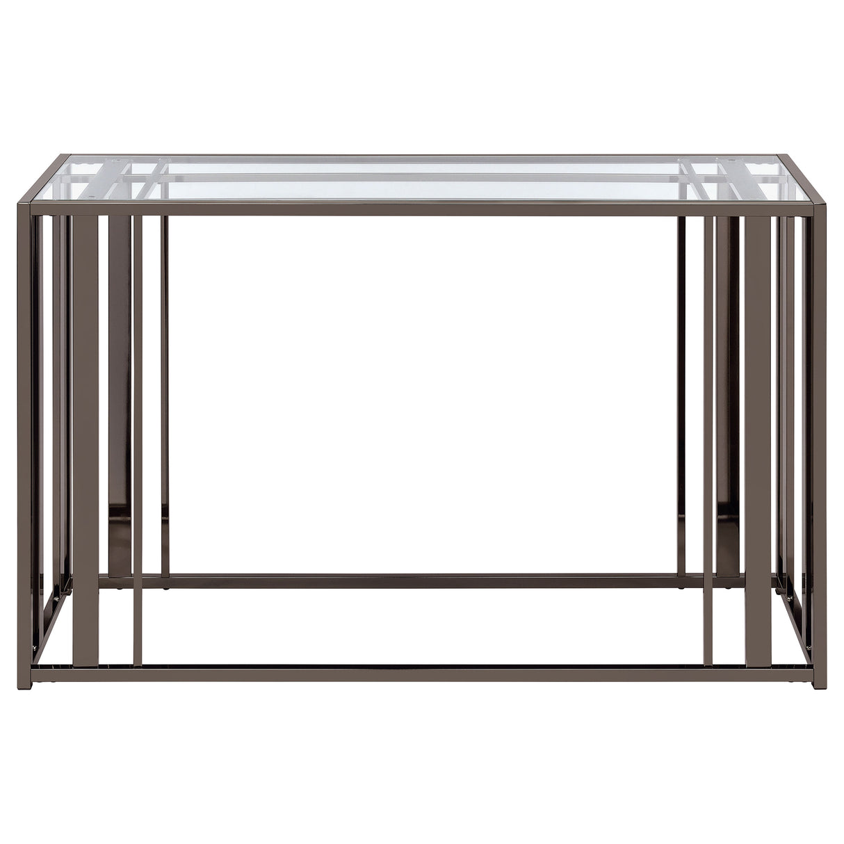Adri Rectangular Glass Top Sofa Table Clear and Black Nickel