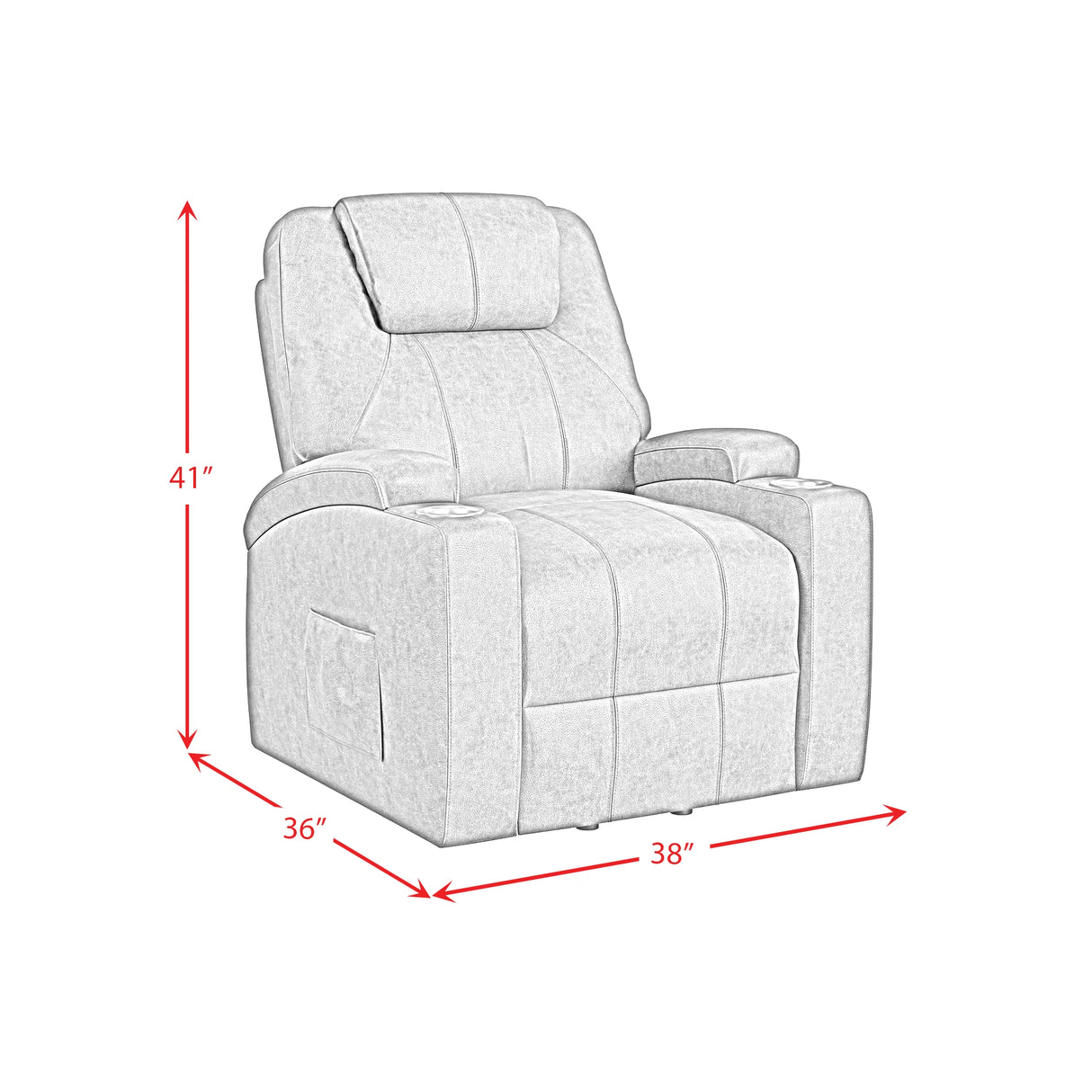 Kenmore P1 Lift Chair with Heat Massage in Simba DK Grey