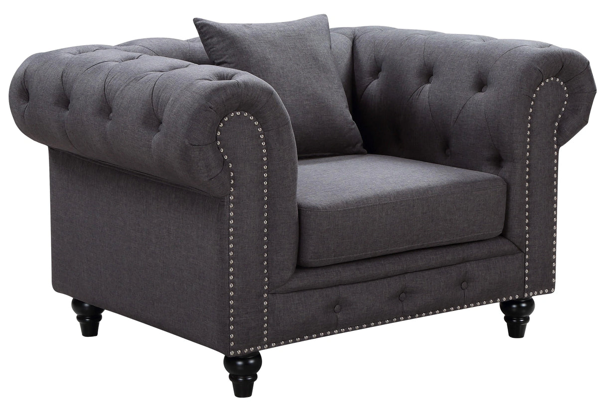 Chesterfield Grey Linen Chair