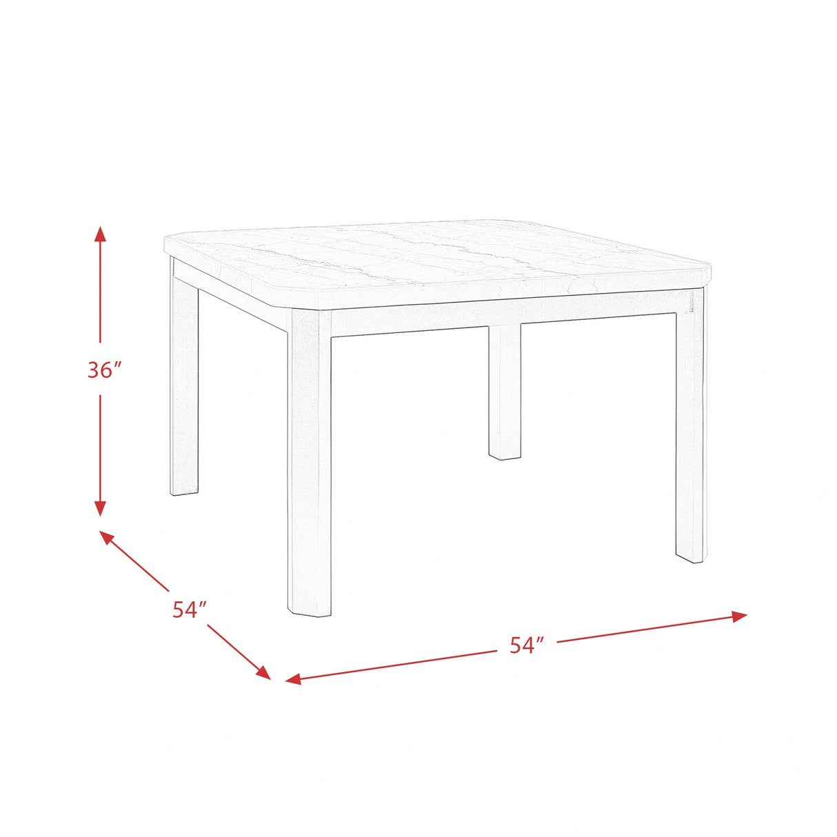 Francesca White Marble Square 5PC Counter Height Dining Set-Table & Four Black PU Chairs