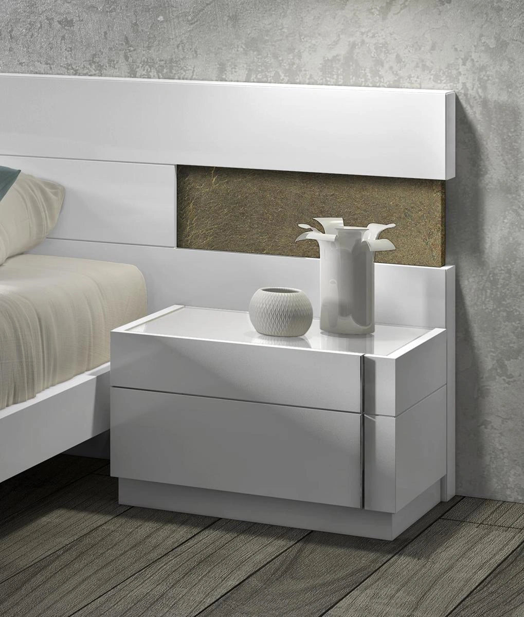 J&M Amora Nightstand Left in White Lacquer