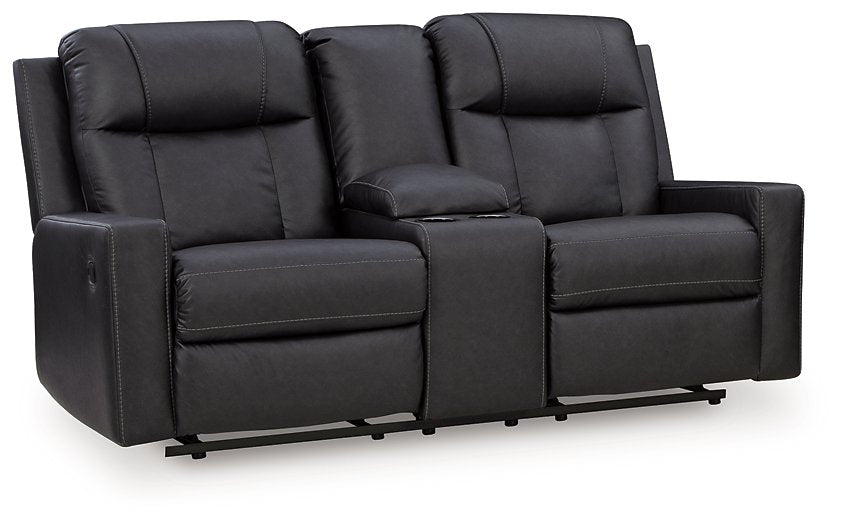 Mackmenville Reclining Loveseat with Console - galleria furniture outlet